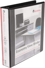 UNIVERSAL - 1-1/2" Sheet Capacity, 11 x 8-1/2", View Ring Binder - Vinyl, Black - Eagle Tool & Supply