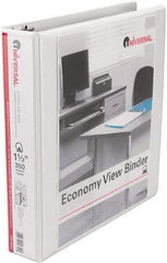 UNIVERSAL - 1-1/2" Sheet Capacity, 11 x 8-1/2", View Ring Binder - Vinyl, White - Eagle Tool & Supply
