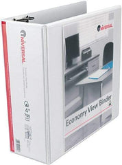 UNIVERSAL - 4" Sheet Capacity, 11 x 8-1/2", View Ring Binder - Vinyl, White - Eagle Tool & Supply