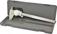 TESA Brown & Sharpe - 0" to 8" Range, 0.001" Graduation, 0.1" per Revolution, Dial Caliper - White Face, 1.9" Jaw Length - Eagle Tool & Supply