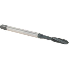 Emuge - M3x0.50 Metric 2 Flute 6HX Modified Bottoming Spiral Flute Tap - Cobalt, Oxide Finish, 56mm OAL, Right Hand Flute, Right Hand Thread, Series Rekord D - Eagle Tool & Supply