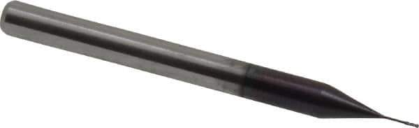 Accupro - 0.01", 0.03" LOC, 1/8" Shank Diam, 1-1/2" OAL, 4 Flute, Solid Carbide Square End Mill - Single End, AlTiN Finish, Spiral Flute, 30° Helix, Centercutting, Right Hand Cut, Right Hand Flute, Series Miniature - Eagle Tool & Supply