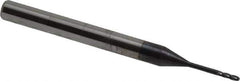 Accupro - 0.035" Diam, 0.105" LOC, 4 Flute Solid Carbide Ball End Mill - AlTiN Finish, Single End, 1-1/2" OAL, 1/8" Shank Diam, Spiral Flute - Eagle Tool & Supply