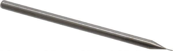 Accupro - 0.015" Diam, 0.075" LOC, 3 Flute Solid Carbide Ball End Mill - Uncoated, Single End, 2-1/2" OAL, 1/8" Shank Diam, Spiral Flute - Eagle Tool & Supply