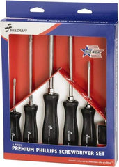 Ability One - 6 Piece Phillips Screwdriver Set - Bit Sizes: Philips #1 to #4 - Eagle Tool & Supply