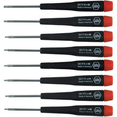 Wiha - 8 Piece Torx Screwdriver Set - Bit Sizes: Torx T1, T2, T3, T4, T5, T6, T-7 & T-8 - Eagle Tool & Supply