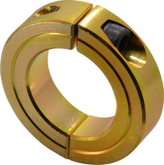 Climax Metal Products - 1-1/4" Bore, Steel, Two Piece Clamping Shaft Collar - 2-1/16" Outside Diam, 1/2" Wide - Eagle Tool & Supply