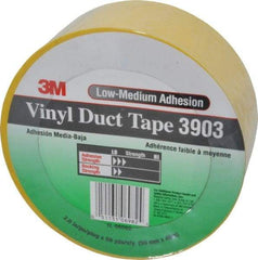3M - 2" x 50 Yds Yellow Duct Tape - 6.5 mil, Rubber Adhesive, Vinyl Backing, 12.6 Lb/ln Tensile Strength, 200°F Max, Series 3903 - Eagle Tool & Supply