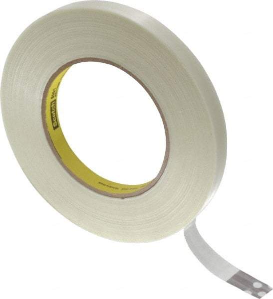3M - 1/2" x 60 Yd Clear Rubber Adhesive Packaging Tape - Polypropylene Film Backing, 6.6 mil Thick, 380 Lb Tensile Strength, Series 8981 - Eagle Tool & Supply