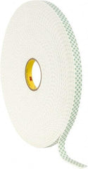 3M - 3/4" x 36 Yd Acrylic Adhesive Double Sided Tape - 1/8" Thick, Off-White, Urethane Foam Liner, Continuous Roll, Series 4008 - Eagle Tool & Supply