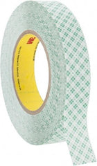 3M - 1" x 36 Yd Rubber Adhesive Double Sided Tape - 9 mil Thick, White, Polyethylene Film Liner, Continuous Roll, Series 9589 - Eagle Tool & Supply
