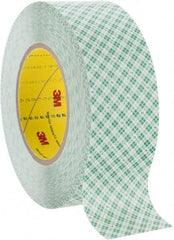 3M - 2" x 36 Yd Rubber Adhesive Double Sided Tape - 9 mil Thick, White, Polyethylene Film Liner, Continuous Roll, Series 9589 - Eagle Tool & Supply