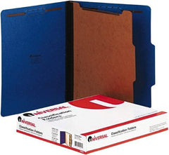 UNIVERSAL - 8-1/2 x 11", Letter Size, Blue, Classification Folders with Top Tab Fastener - 2/5 Tab Cut Location - Eagle Tool & Supply