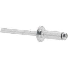Made in USA - Dome Head Aluminum Open End Blind Rivet - Aluminum Mandrel, 1/4" to 3/8" Grip, 3/8" Head Diam, 9/16" Length Under Head, - Eagle Tool & Supply