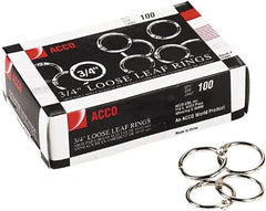 ACCO - 3/4", Book Rings - Steel, Silver - Eagle Tool & Supply