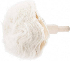 Value Collection - 2" Diam, 1/4" Shank Diam, Round End Shaped Mounted Bob - Soft Density, 2" Head Length, 2-1/2" Shank Length, Cotton Muslin - Eagle Tool & Supply
