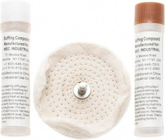 Value Collection - 4" Diam Loose Sewn, Cushion Sewn Buffing Wheel Set - 1/4" Arbor Hole - Eagle Tool & Supply