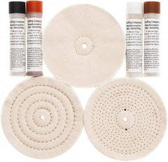 Value Collection - 6" Diam Loose Sewn, Cushion Sewn Buffing Wheel Set - 1/2" Arbor Hole - Eagle Tool & Supply