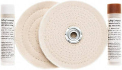 Value Collection - 6" Diam Cushion Sewn, Spiral Sewn Buffing Wheel Set - 1/2 & 7/8" Arbor Hole - Eagle Tool & Supply