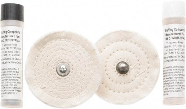 Value Collection - 4" Diam Cushion Sewn, Spiral Sewn Buffing Wheel Set - 1/2" Arbor Hole - Eagle Tool & Supply