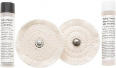 Value Collection - 4" Diam Cushion Sewn, Spiral Sewn Buffing Wheel Set - 1/2" Arbor Hole - Eagle Tool & Supply