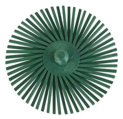 3M - 3" Diam, Type R Quick Change Radial Bristle Brush - 50 Grit, Coarse Grade, 25,000 Max RPM, Green - Eagle Tool & Supply