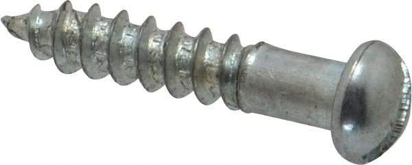 Value Collection - #5, 5/8" Length Under Head, Slotted Drive, Round Head Wood Screw - Zinc Plated Steel, Grade 2 - Eagle Tool & Supply