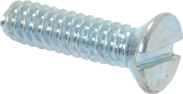 Value Collection - #4-40 UNC, 7/16" OAL Slotted Drive Machine Screw - Flat Head, Grade 2 Steel, Zinc-Plated Finish, Without Washer - Eagle Tool & Supply