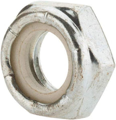 Value Collection - 9/16-12 UNC Grade 2 Hex Jam Lock Nut with Nylon Insert - 7/8" Width Across Flats, 23/64" High, Zinc-Plated Finish - Eagle Tool & Supply