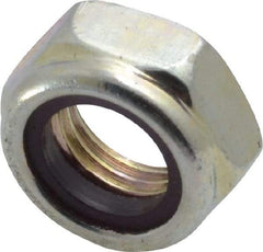 Value Collection - 3/8-24 UNF Grade 2 Hex Jam Lock Nut with Nylon Insert - 9/16" Width Across Flats, 9/32" High, Zinc-Plated Finish - Eagle Tool & Supply