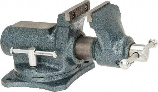 Wilton - 2-1/2" Jaw Width, 2-1/8" Opening Capacity, 1-3/4" Throat Depth, Steel Swivel Bench Vise - Bolt Down Base Attachment, 9.4" Long x 5.7" Wide x 4.9" High - Eagle Tool & Supply