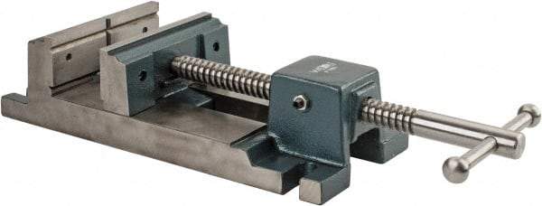 Wilton - 6-3/4" Jaw Opening Capacity x 2-1/8" Throat Depth, Horizontal Drill Press Vise - 6" Wide x 2-1/8" High Jaw, Stationary Base, Rapid Action, 17.1" OAL x 4.3" Overall Height, Cast Iron - Eagle Tool & Supply