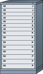 Eye Level-Standard Cabinet - 15 Drawers - 30 x 28-1/4 x 59-1/4" - Single Drawer Access - Eagle Tool & Supply