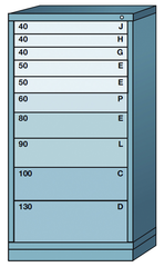 59.25 x 28.25 x 30'' (10 Drawers) - Pre-Engineered Modular Drawer Cabinet Eye-Level (210 Compartments) - Eagle Tool & Supply