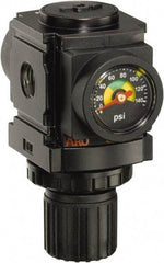 ARO/Ingersoll-Rand - 1/4 NPT Port, 59 CFM, Aluminum Miniature Regulator - 0 to 140 psi Range, 250 Max psi Supply Pressure, 1/8" Gauge Port Thread, 2.913" Wide x 3-9/16" High - Eagle Tool & Supply