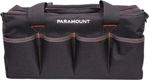Paramount - 16 Pocket Black & Brown Polyester Tool Bag - 14" Wide x 5-1/2" Deep x 6" High - Eagle Tool & Supply