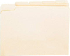 UNIVERSAL - 8-1/2 x 11", Letter Size, Manila, File Folders with Top Tab - 11 Point Stock, Assorted Tab Cut Location - Eagle Tool & Supply