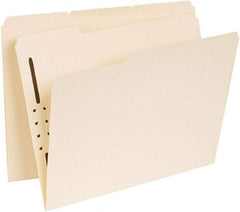 UNIVERSAL - 8-1/2 x 11", Letter Size, Manila, Classification Folders with Top Tab Fastener - 11 Point Stock, Assorted Tab Cut Location - Eagle Tool & Supply