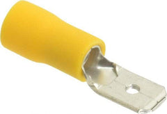 Thomas & Betts - 12 to 10 AWG, Vinyl, Fully Insulated, Male Wire Disconnect - 1/4 Inch Wide Tab, Yellow, RoHS Compliant, UL 94 V-0 - Eagle Tool & Supply