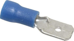 Thomas & Betts - 16 to 14 AWG, Vinyl, Fully Insulated, Male Wire Disconnect - 1/4 Inch Wide Tab, Blue, RoHS Compliant, UL 94 V-0 - Eagle Tool & Supply