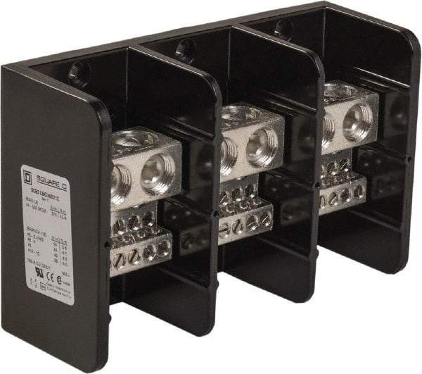Square D - 3 Poles, 760 (Copper) Amp, Phenolic Power Distribution Block - 600 VAC, 3 Primary Connection - Eagle Tool & Supply