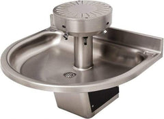 Acorn Engineering - Semi-Circular, Infrared Sensor, Wall Outlet Drain, 38" Diam, 3 Person Capacity, Stainless Steel, Wash Fountain - 0.5 GPM - Eagle Tool & Supply