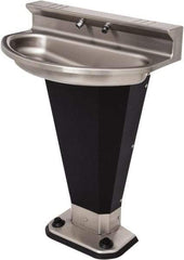 Acorn Engineering - Eliptical, Foot-Controlled, Wall Outlet Drain, 27-3/4" Diam, 2 Person Capacity, Stainless Steel & Vinylclad Galvanized Steel, Wash Fountain - 0.5 GPM - Eagle Tool & Supply
