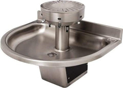 Acorn Engineering - Semi-Circular, Infrared Sensor, Wall Outlet Drain, 38" Diam, 4 Person Capacity, Stainless Steel, Wash Fountain - 0.5 GPM - Eagle Tool & Supply