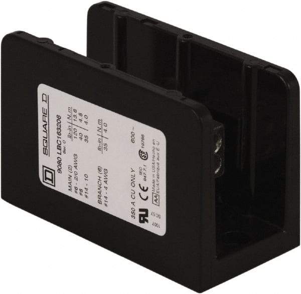 Square D - 1 Pole, 350 (Copper) Amp, Phenolic Power Distribution Block - 600 VAC, 2 Primary Connection - Eagle Tool & Supply