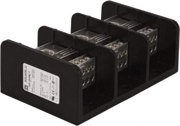 Square D - 3 Poles, 310 (Aluminium), 380 (Copper) Amp, Phenolic Power Distribution Block - 600 VAC, 1 Primary Connection - Eagle Tool & Supply