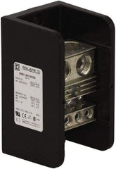 Square D - 1 Pole, 620 (Aluminium), 760 (Copper) Amp, Phenolic Power Distribution Block - 600 VAC, 2 Primary Connection - Eagle Tool & Supply