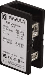 Square D - 1 Pole, 175 (Copper) Amp, Phenolic Power Distribution Block - 600 VAC, 1 Primary Connection - Eagle Tool & Supply
