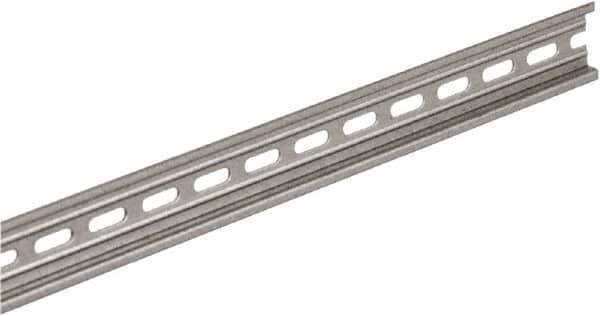 Square D - 1/2m Long x 0.3 Inch Wide x 1.38 Inch High x Steel DIN Rail - 0.04 Inch Thick - Eagle Tool & Supply
