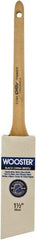Wooster Brush - 1-1/2" Angled Hog Sash Brush - 2-3/16" Bristle Length, 7-7/8" Maple Rattail Handle - Eagle Tool & Supply